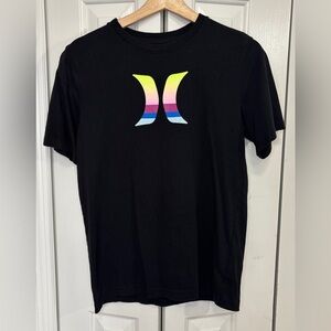 Hurley Boys Tee Black 18/20 – Neon Logo – 100% Cotton